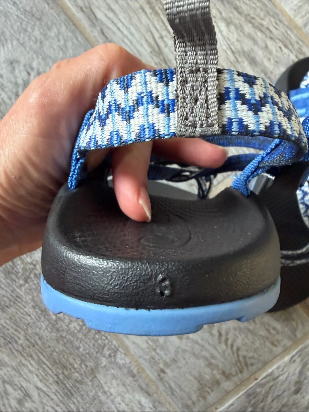 Chaco Kids Blue and White Patterned Strap Sandals